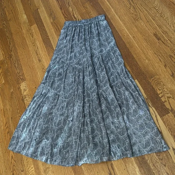 Kobi Halperin Ilse paisley silk blend metallic tiered chiffon wide leg pants XS